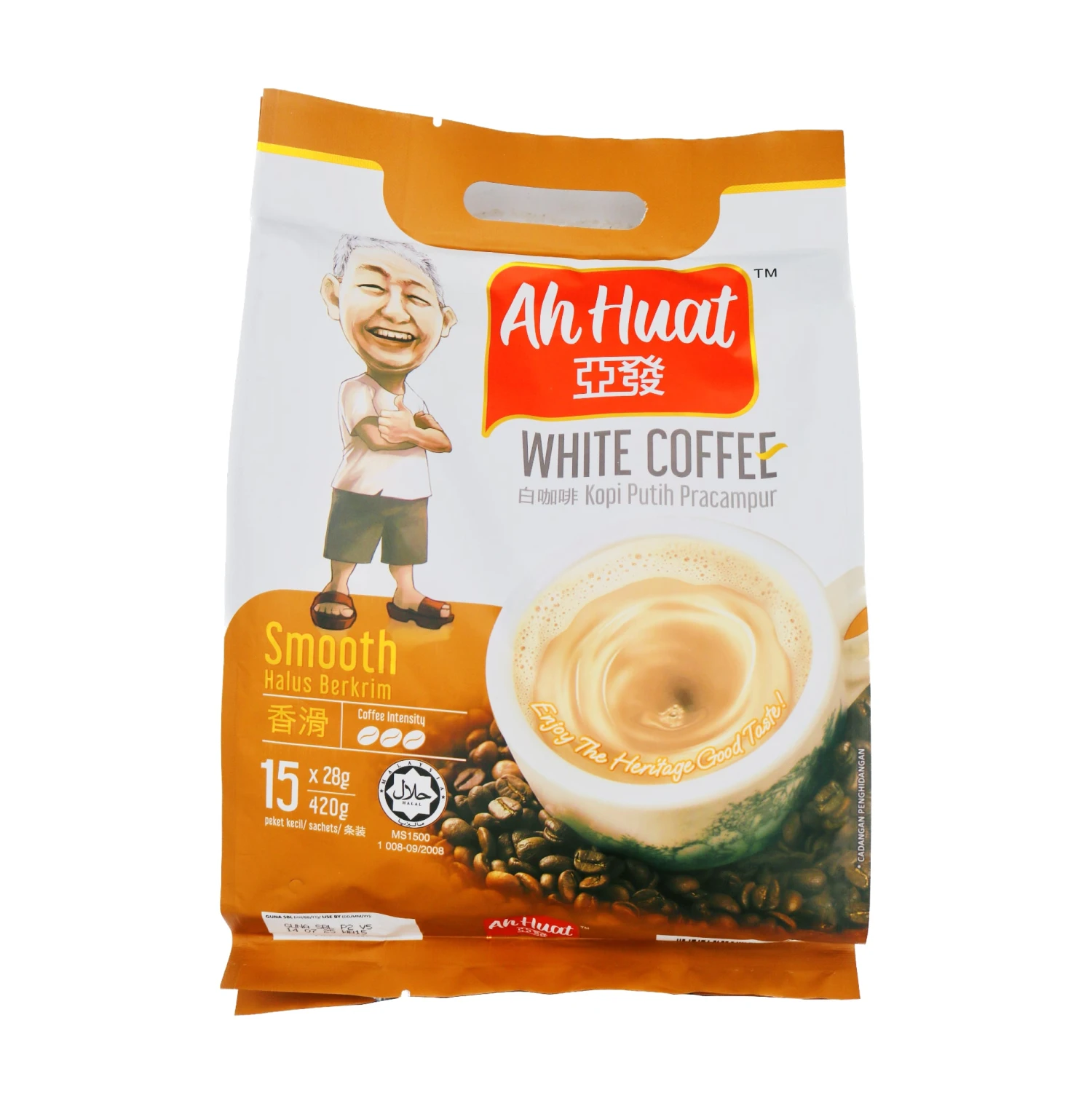 Ah Huat Instant White Coffee 3 In 1 Smooth (28g*15Pcs) 420g 1 Ah Huat Instant White Coffee 3 In 1 Smooth (28g*15Pcs) 420g