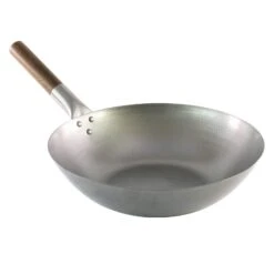 Carbon Steel London Wok - 14 Inch Flat Bottom